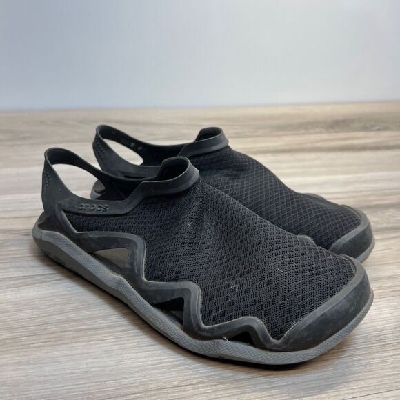 CROCS Swiftwater Mesh Wave Sandals Mens Size 8 Black Water Shoes Iconic Comfort main image 4